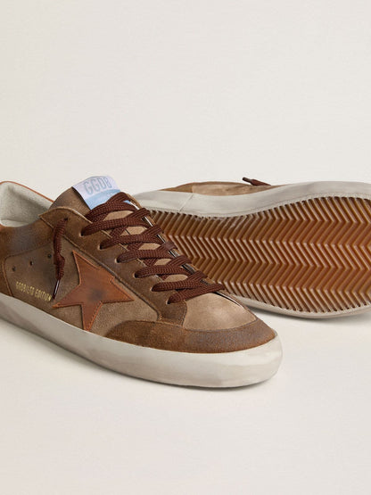 Men's Super-Star in brown suede with tan leather star and heel tab - Golden Goose Men
