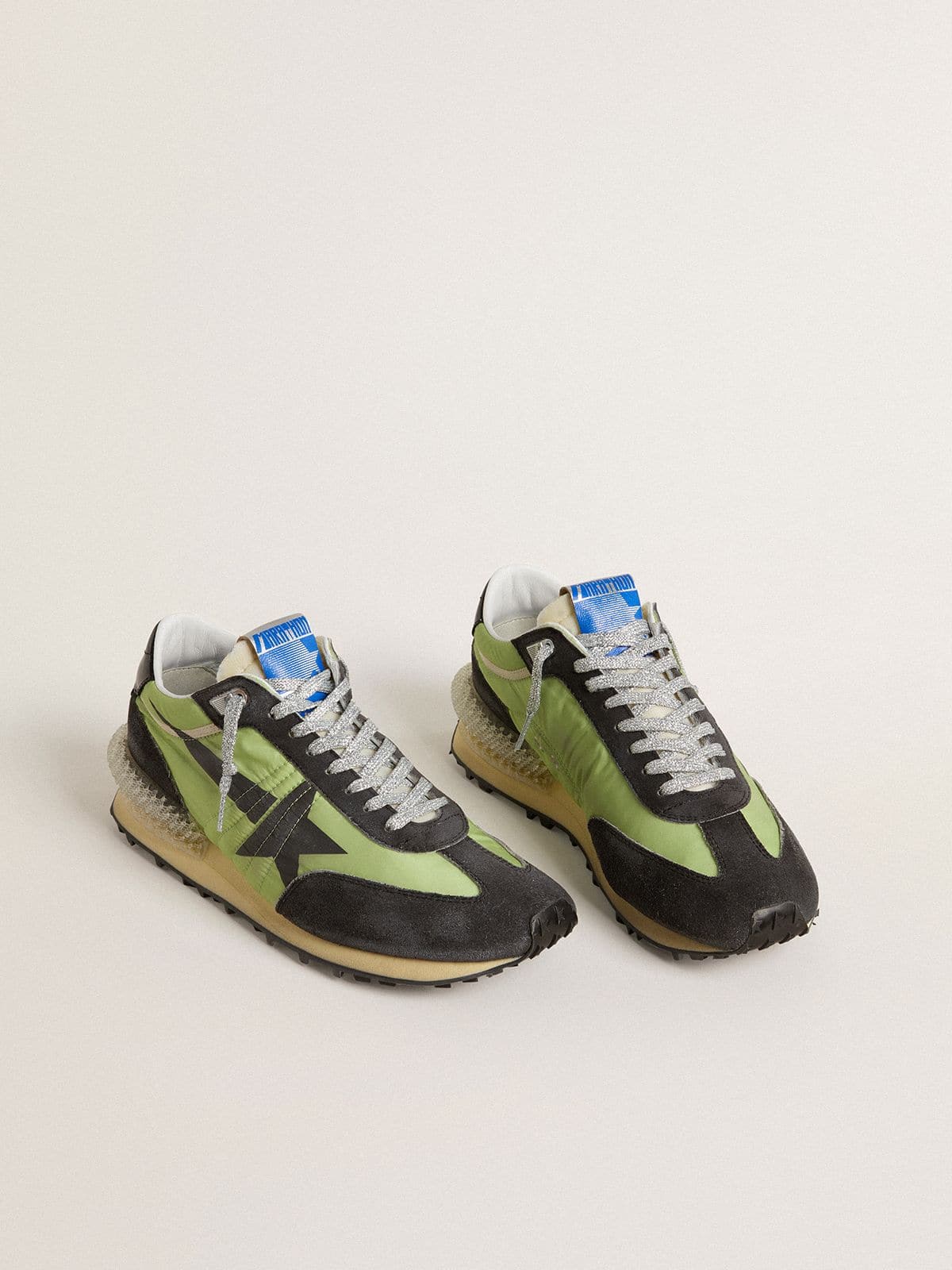 Men's Marathon with green nylon upper and black star - Golden Goose Men