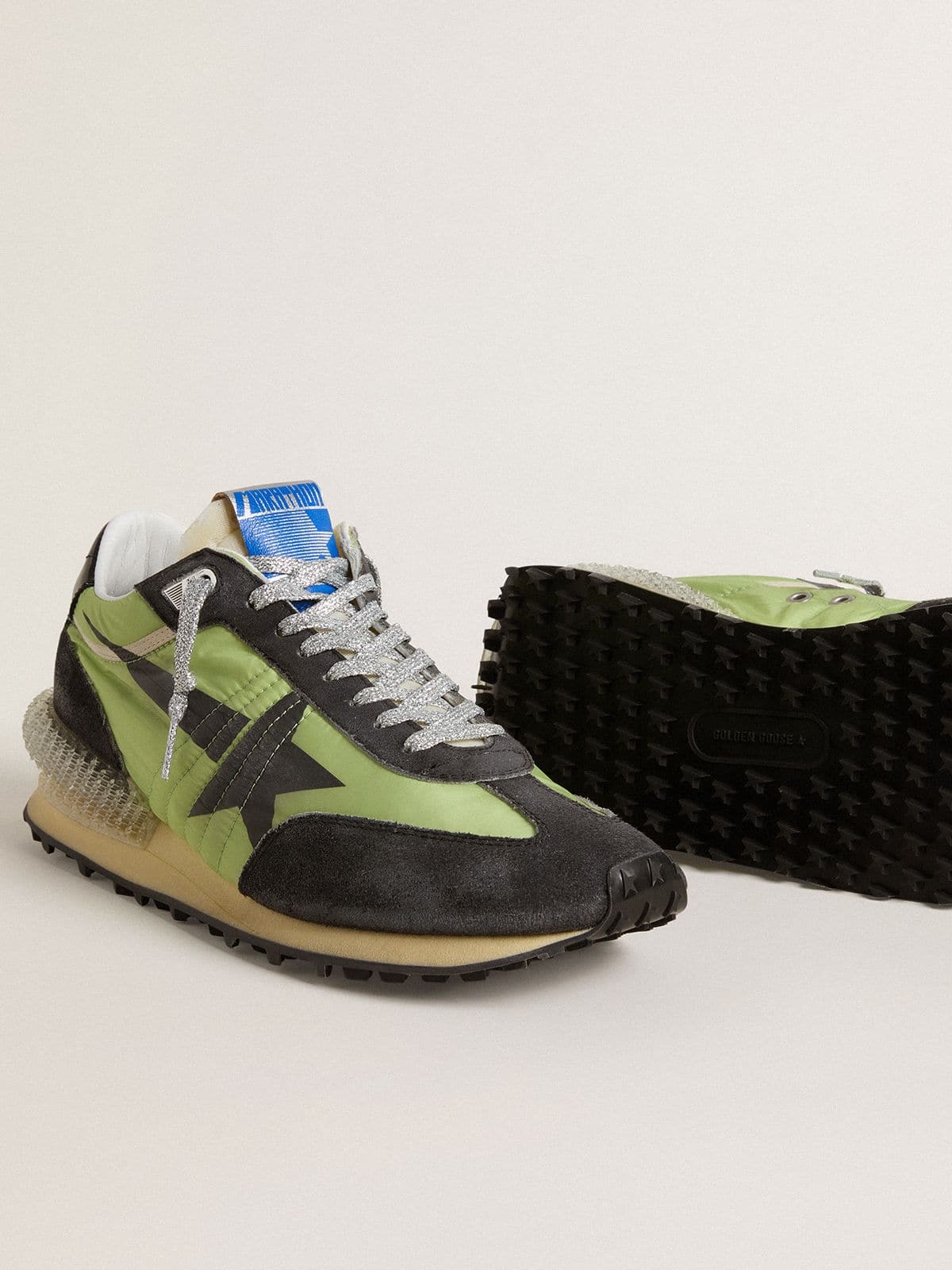 Men's Marathon with green nylon upper and black star - Golden Goose Men