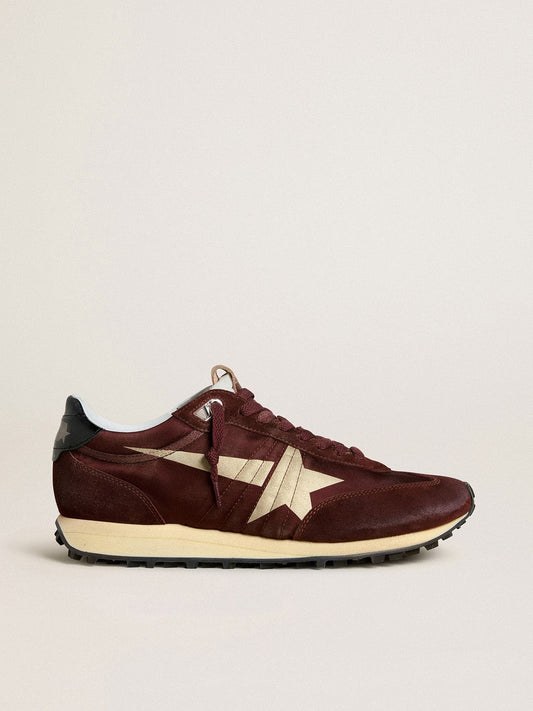 Men's Marathon with burgundy satin upper and platinum leather star - Golden Goose Men