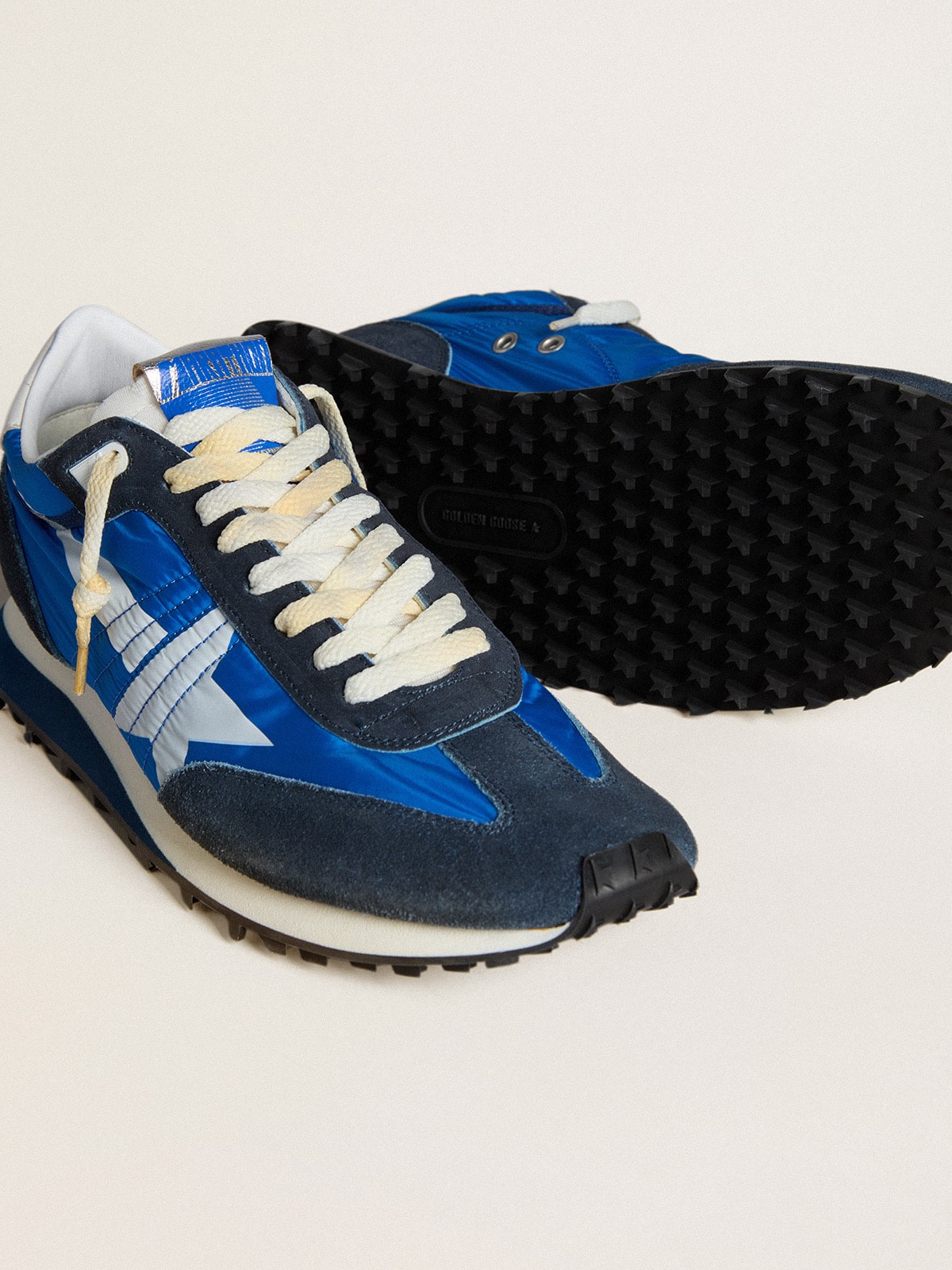 Men’s Marathon with blue nylon upper and white star - Golden Goose Men