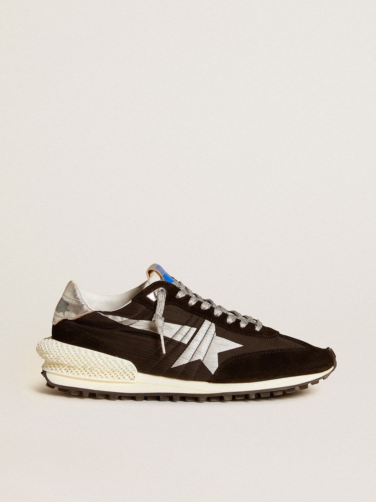 Men’s Marathon with black ripstop nylon upper and silver star - Golden Goose Men