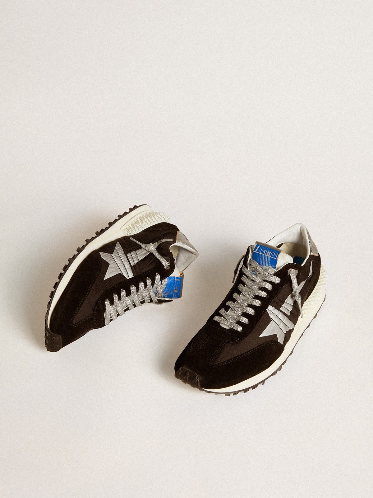 Men’s Marathon with black ripstop nylon upper and silver star - Golden Goose Men