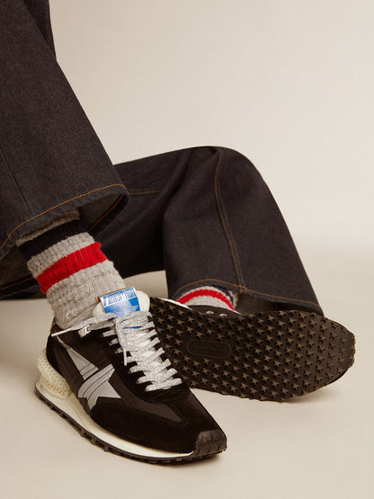 Men’s Marathon with black ripstop nylon upper and silver star - Golden Goose Men