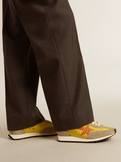 Men’s Marathon with yellow nylon upper and orange star - Golden Goose Men