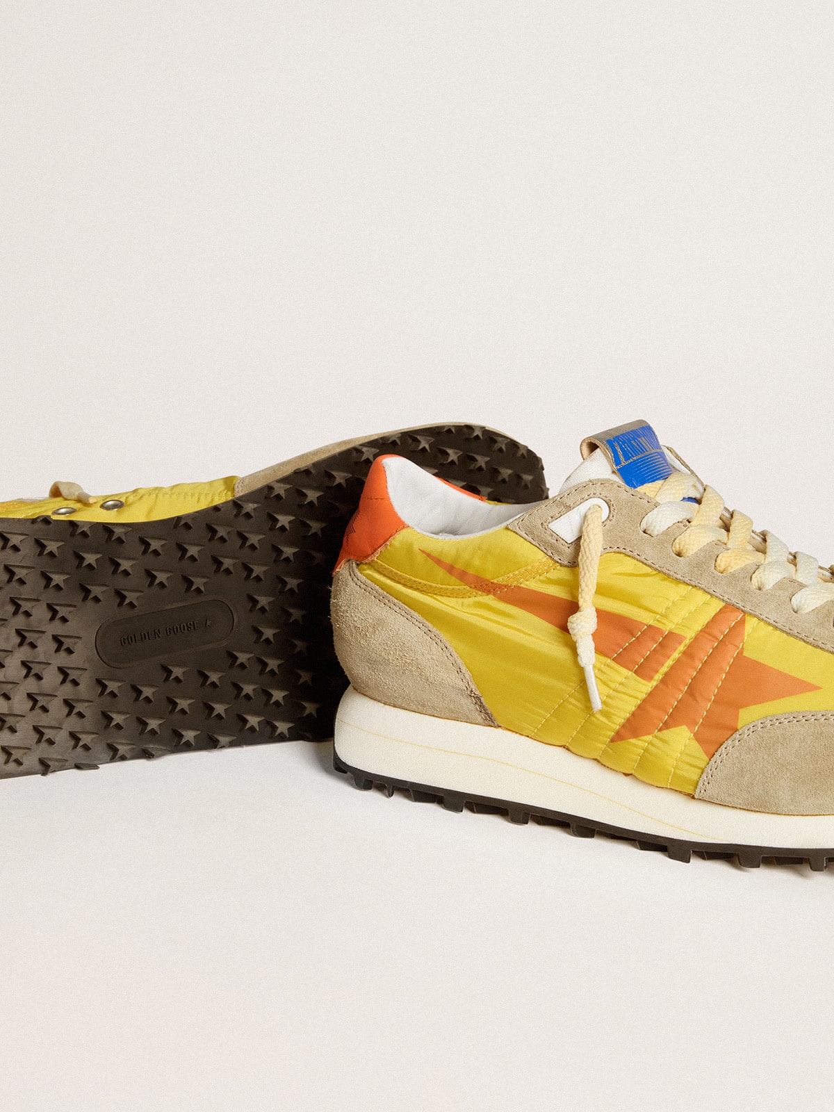 Men’s Marathon with yellow nylon upper and orange star - Golden Goose Men