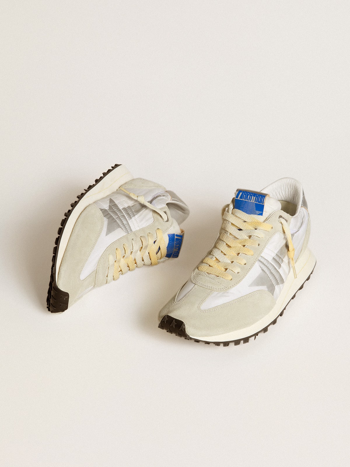 Men’s Marathon with white nylon upper and silver star - Golden Goose Men