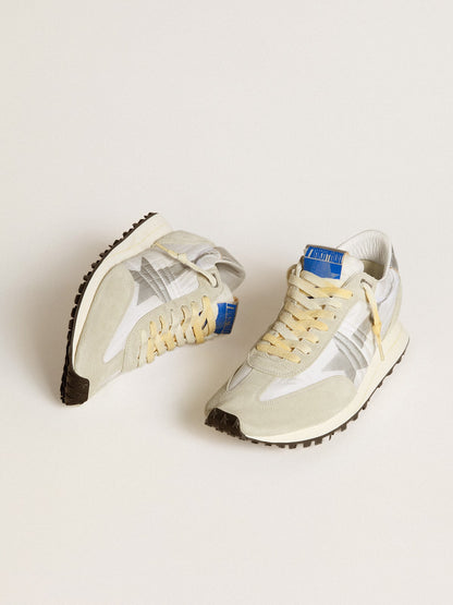 Men’s Marathon with white nylon upper and silver star - Golden Goose Men