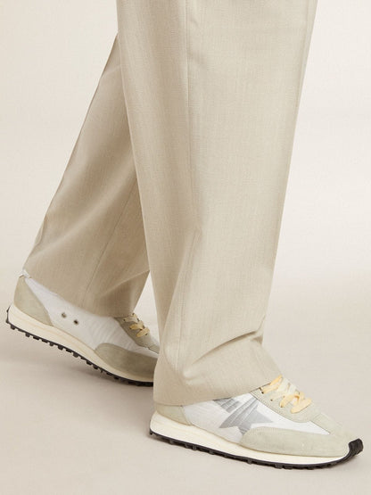 Men’s Marathon with white nylon upper and silver star - Golden Goose Men