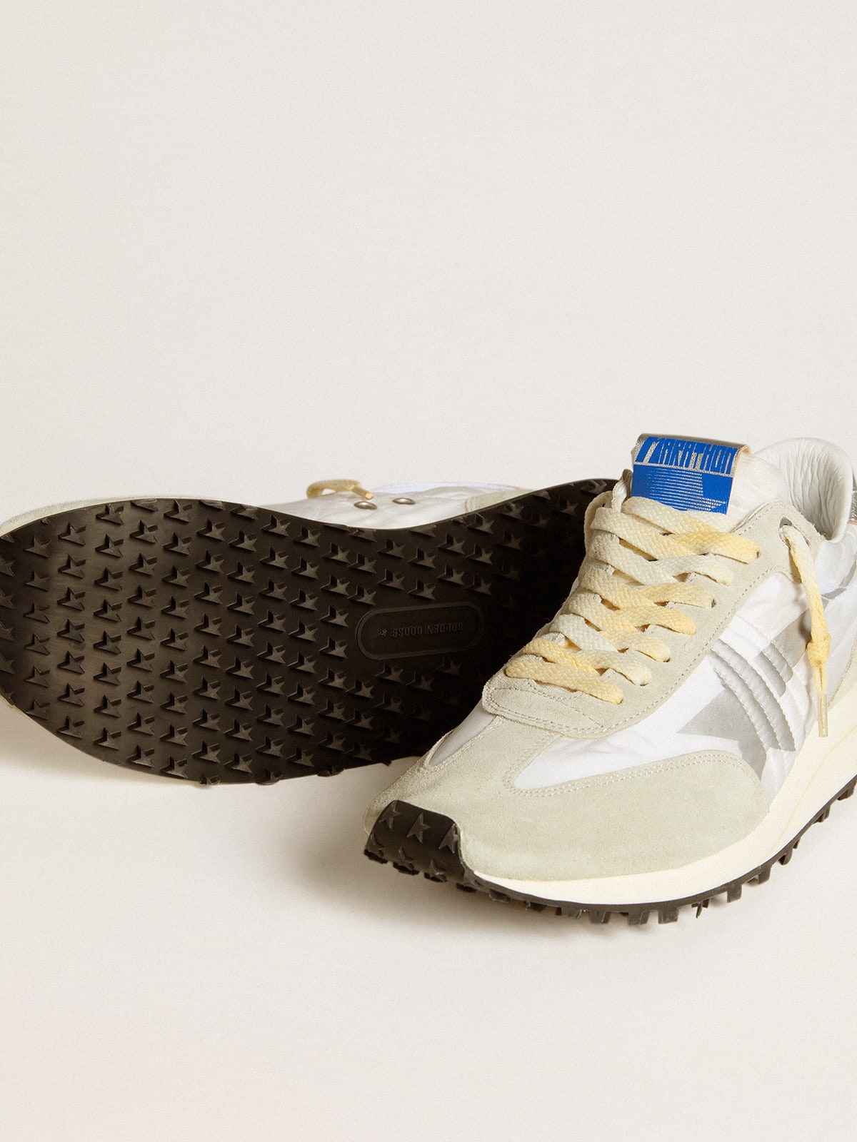 Men’s Marathon with white nylon upper and silver star - Golden Goose Men