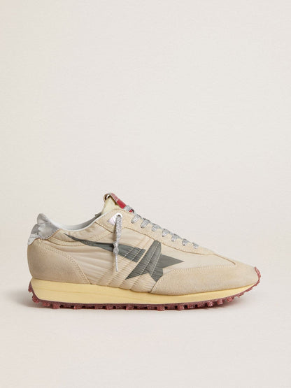 Men’s Marathon with beige nylon upper and gray star - Golden Goose Men
