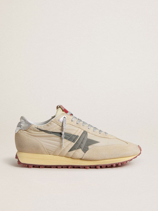 Men’s Marathon with beige nylon upper and gray star - Golden Goose Men