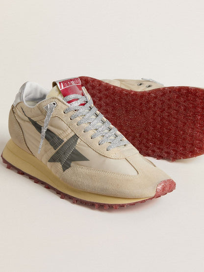 Men’s Marathon with beige nylon upper and gray star - Golden Goose Men