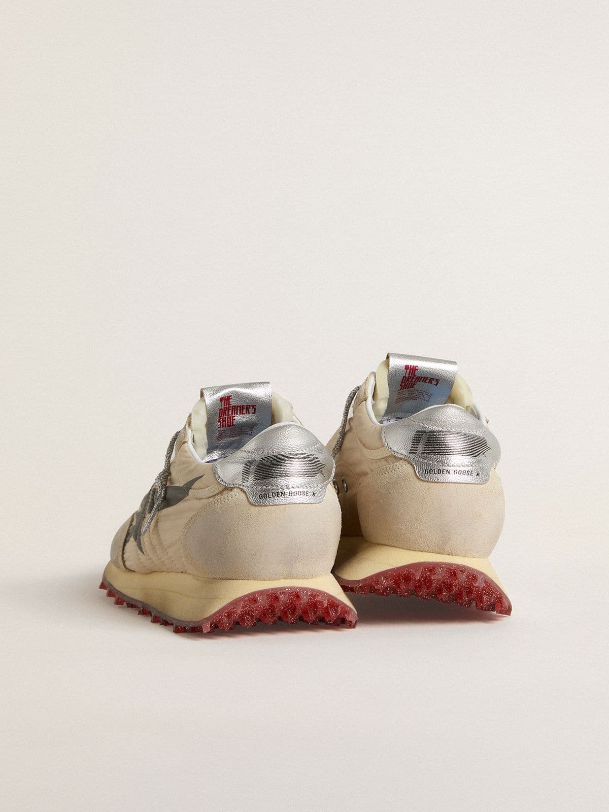 Men’s Marathon with beige nylon upper and gray star - Golden Goose Men