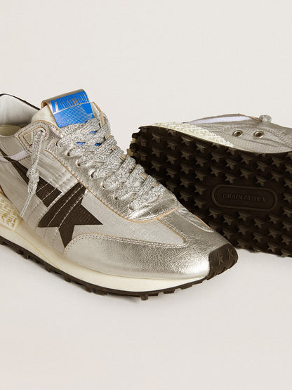 Men’s Marathon with silver ripstop nylon upper and black star - Golden Goose Men