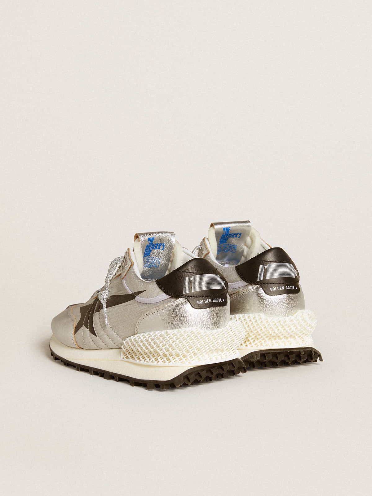 Men’s Marathon with silver ripstop nylon upper and black star - Golden Goose Men