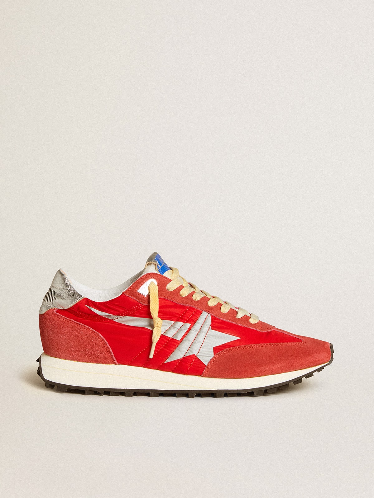 Men’s Marathon with red nylon upper and silver star - Golden Goose Men