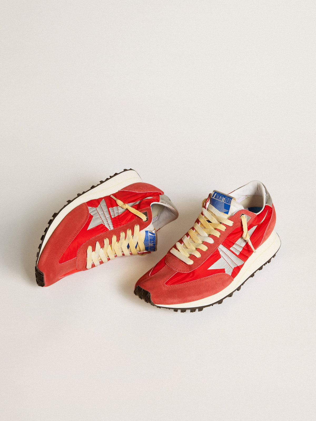 Men’s Marathon with red nylon upper and silver star - Golden Goose Men