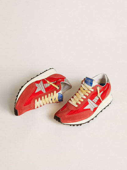Men’s Marathon with red nylon upper and silver star - Golden Goose Men