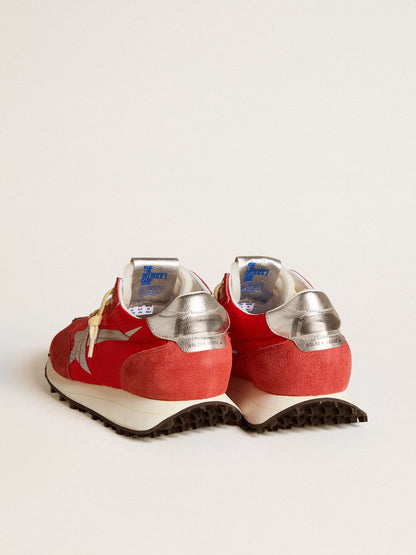 Men’s Marathon with red nylon upper and silver star - Golden Goose Men