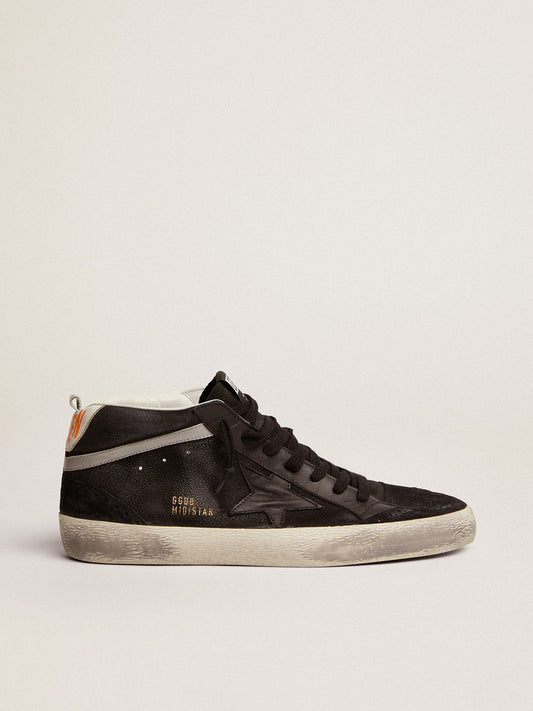 Men's Mid Star in nubuck with black leather star and silver flash - Golden Goose Men
