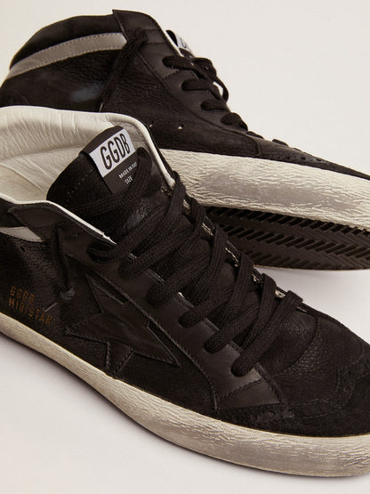 Men's Mid Star in nubuck with black leather star and silver flash - Golden Goose Men