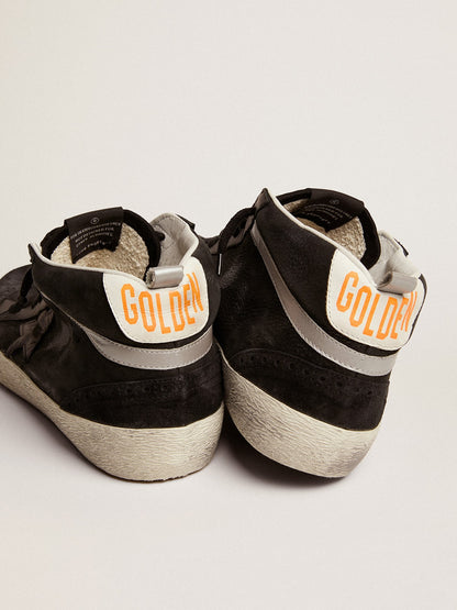 Men's Mid Star in nubuck with black leather star and silver flash - Golden Goose Men