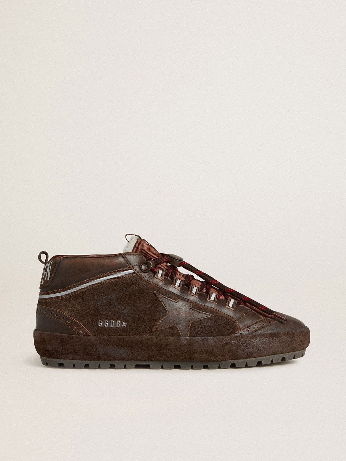 Men's Mid Star Ski in brown suede with leather star and suede heel tab - Golden Goose Men