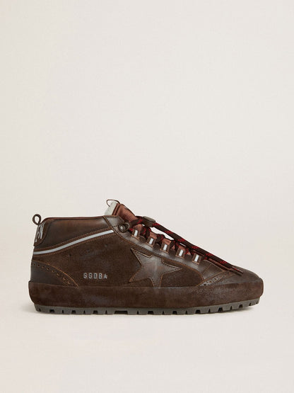 Men's Mid Star Ski in brown suede with leather star and suede heel tab - Golden Goose Men