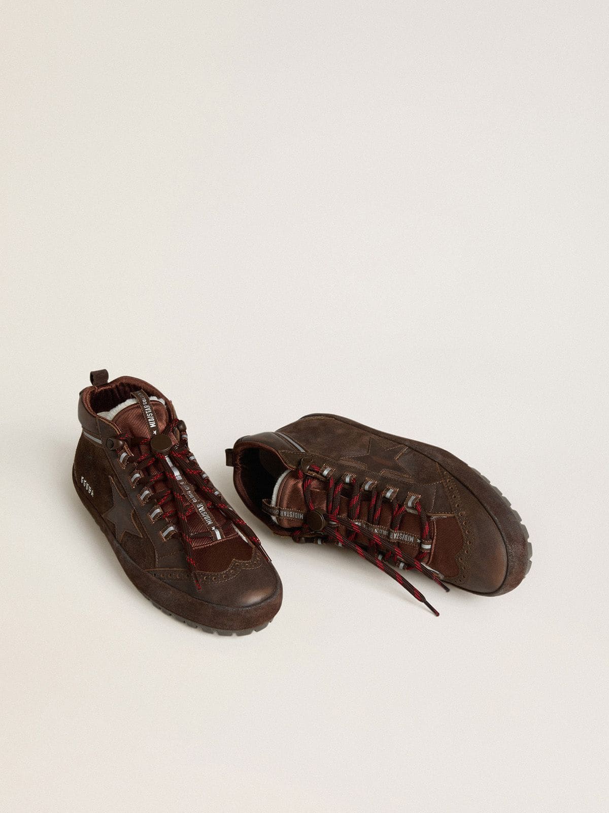 Men's Mid Star Ski in brown suede with leather star and suede heel tab - Golden Goose Men