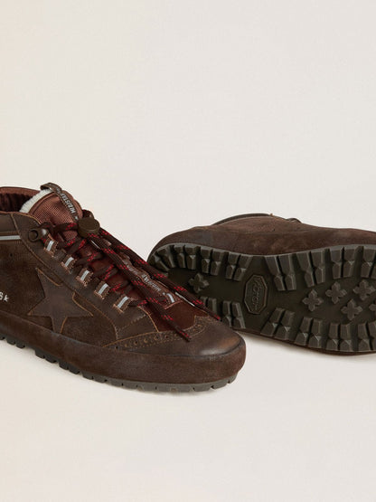 Men's Mid Star Ski in brown suede with leather star and suede heel tab - Golden Goose Men