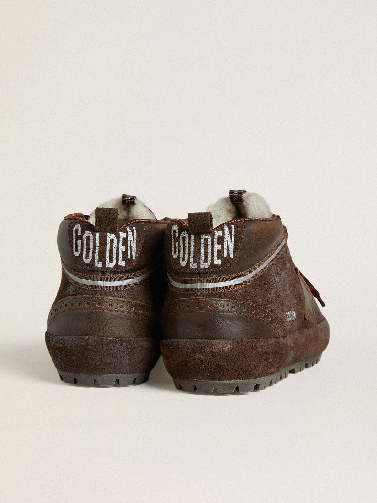 Men's Mid Star Ski in brown suede with leather star and suede heel tab - Golden Goose Men