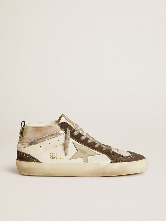 Mid Star with gray leather star and metallic silver leather flash - Golden Goose Men