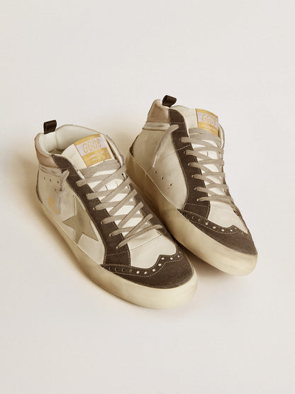 Mid Star with gray leather star and metallic silver leather flash - Golden Goose Men
