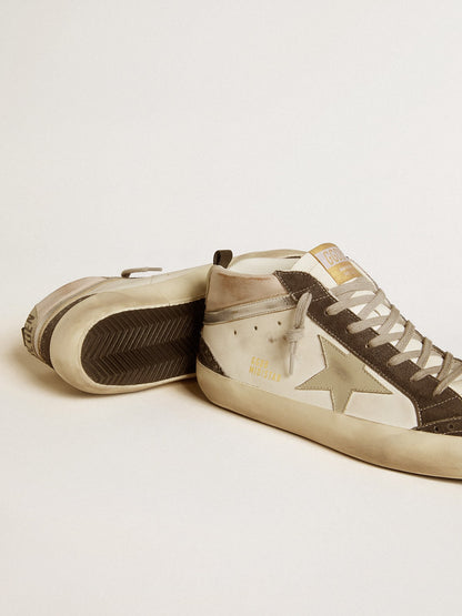 Mid Star with gray leather star and metallic silver leather flash - Golden Goose Men
