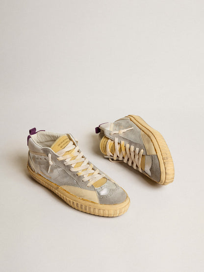 Mid Star LAB in silver metallic leather and mesh with perforated star - Golden Goose Men