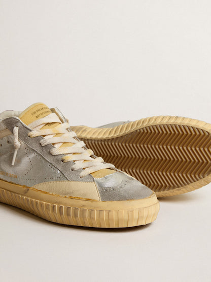 Mid Star LAB in silver metallic leather and mesh with perforated star - Golden Goose Men