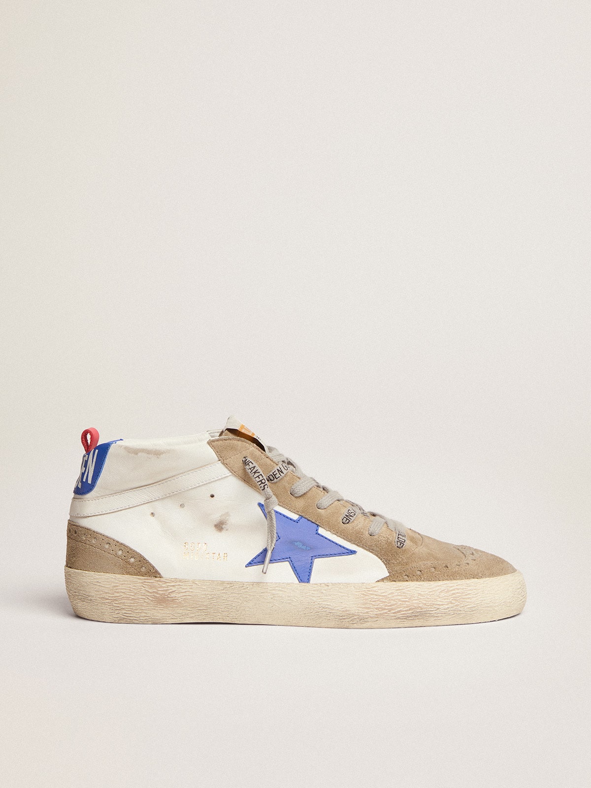 Men's Mid Star with blue leather star and dove-gray suede inserts - Golden Goose Men