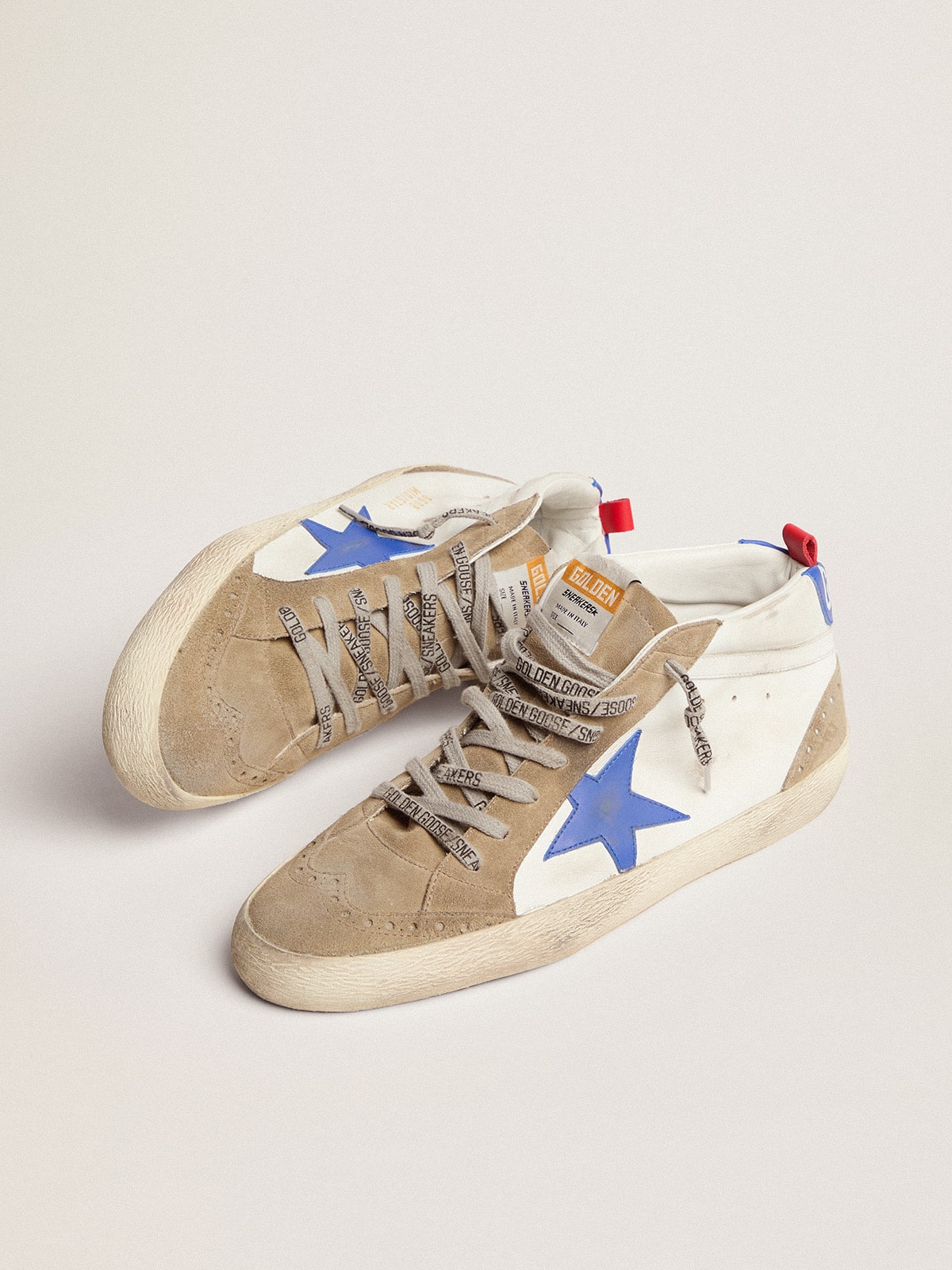 Men's Mid Star with blue leather star and dove-gray suede inserts - Golden Goose Men