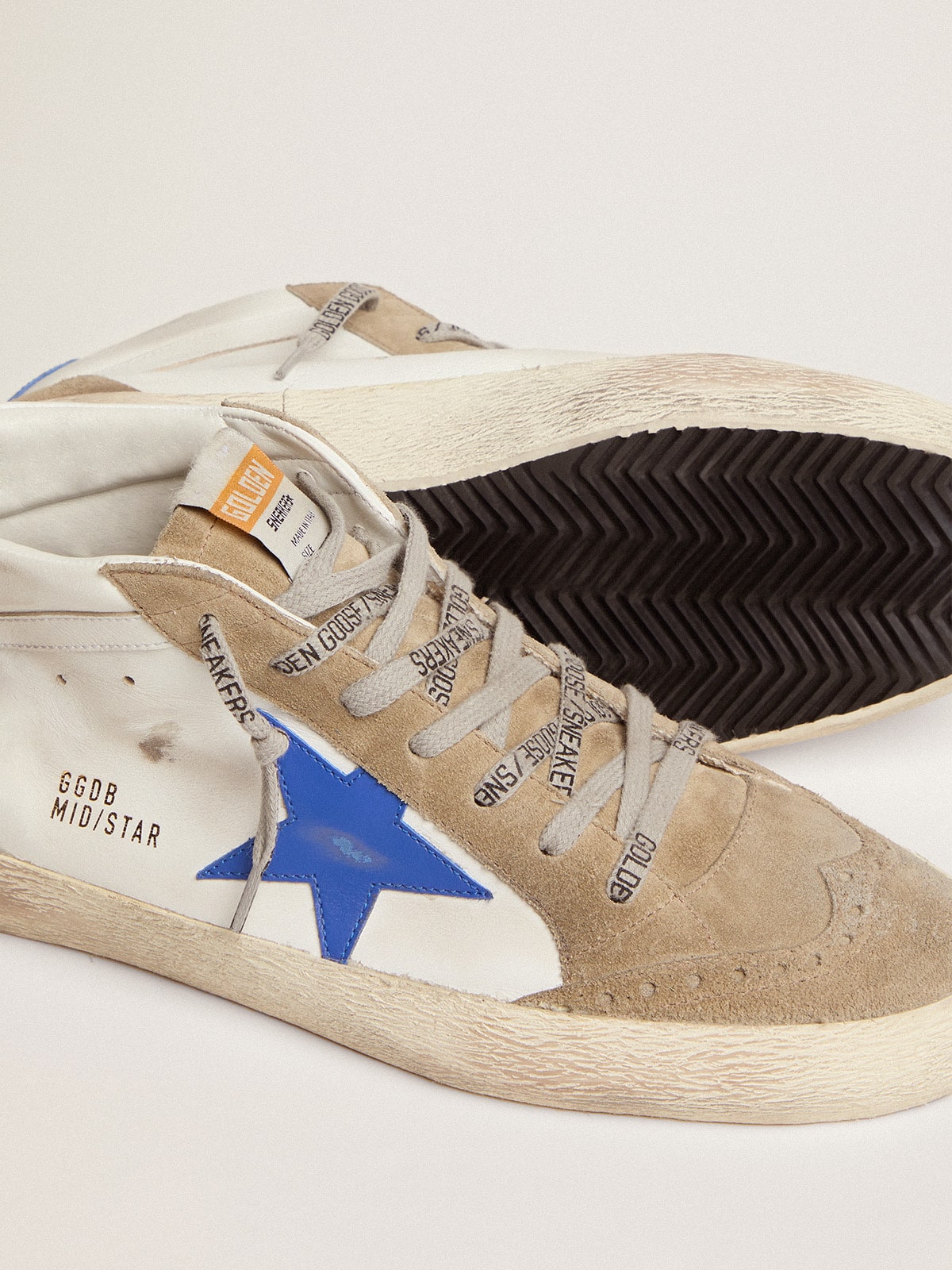 Men's Mid Star with blue leather star and dove-gray suede inserts - Golden Goose Men