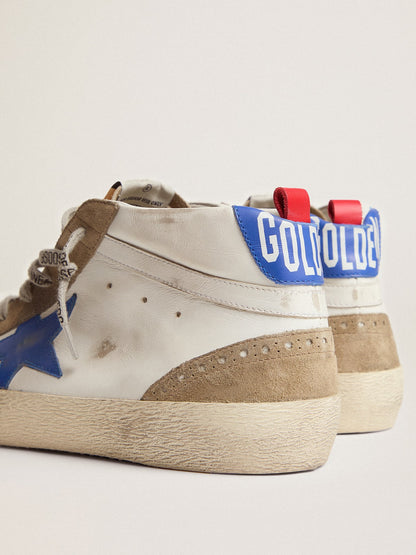 Men's Mid Star with blue leather star and dove-gray suede inserts - Golden Goose Men