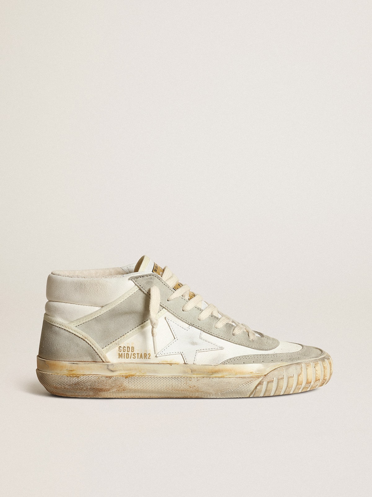 Men’s Mid Star with ice-gray suede inserts and white star - Golden Goose Men