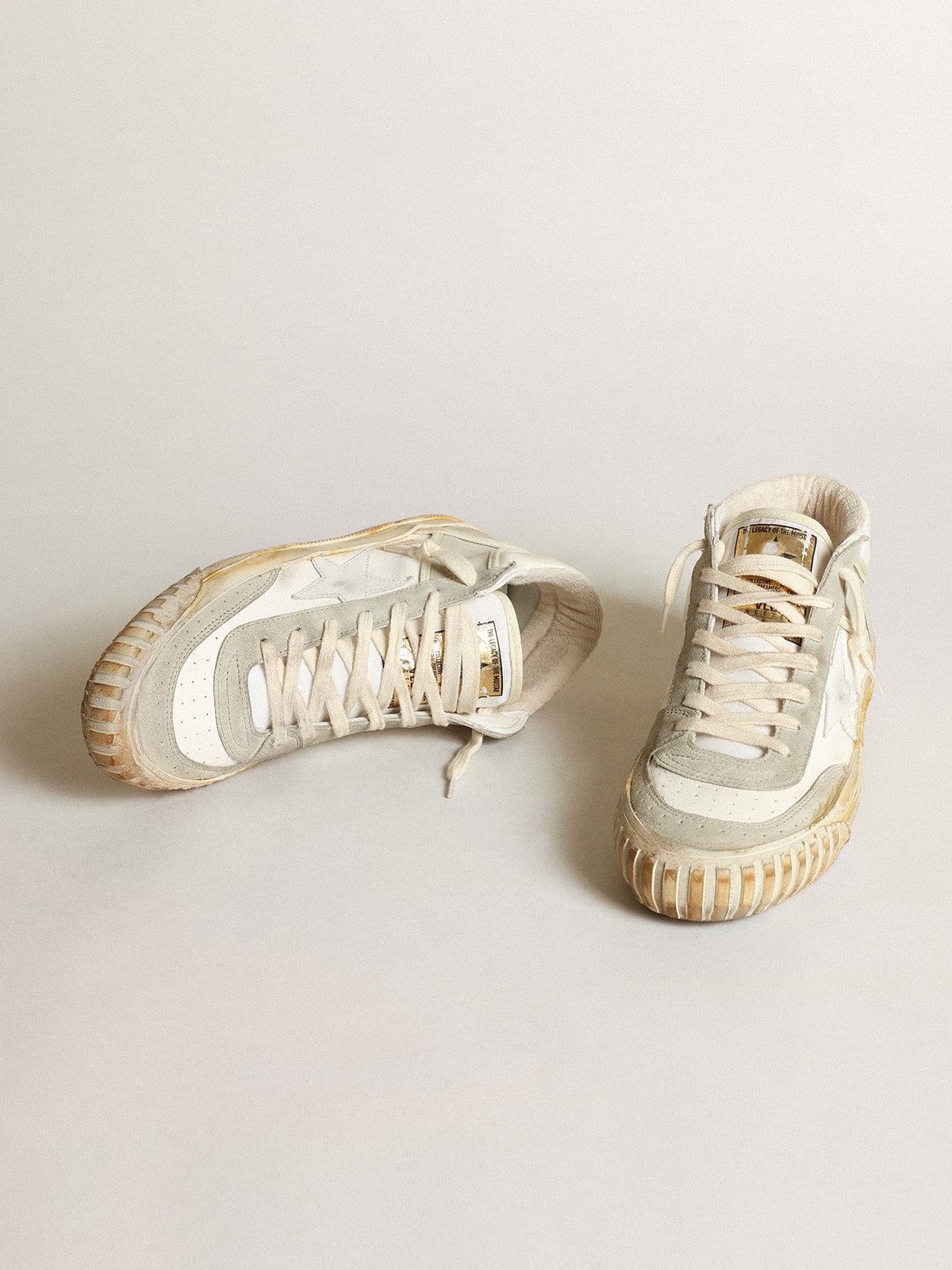 Men’s Mid Star with ice-gray suede inserts and white star - Golden Goose Men