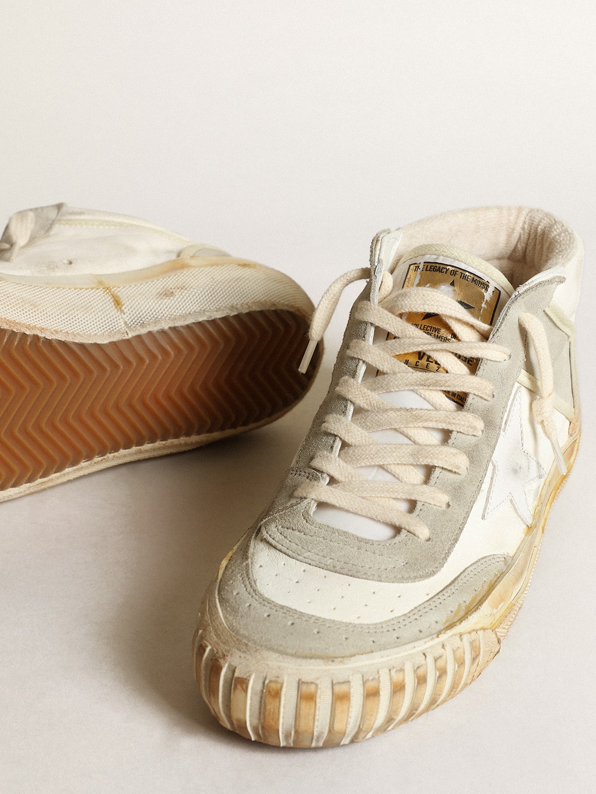 Men’s Mid Star with ice-gray suede inserts and white star - Golden Goose Men