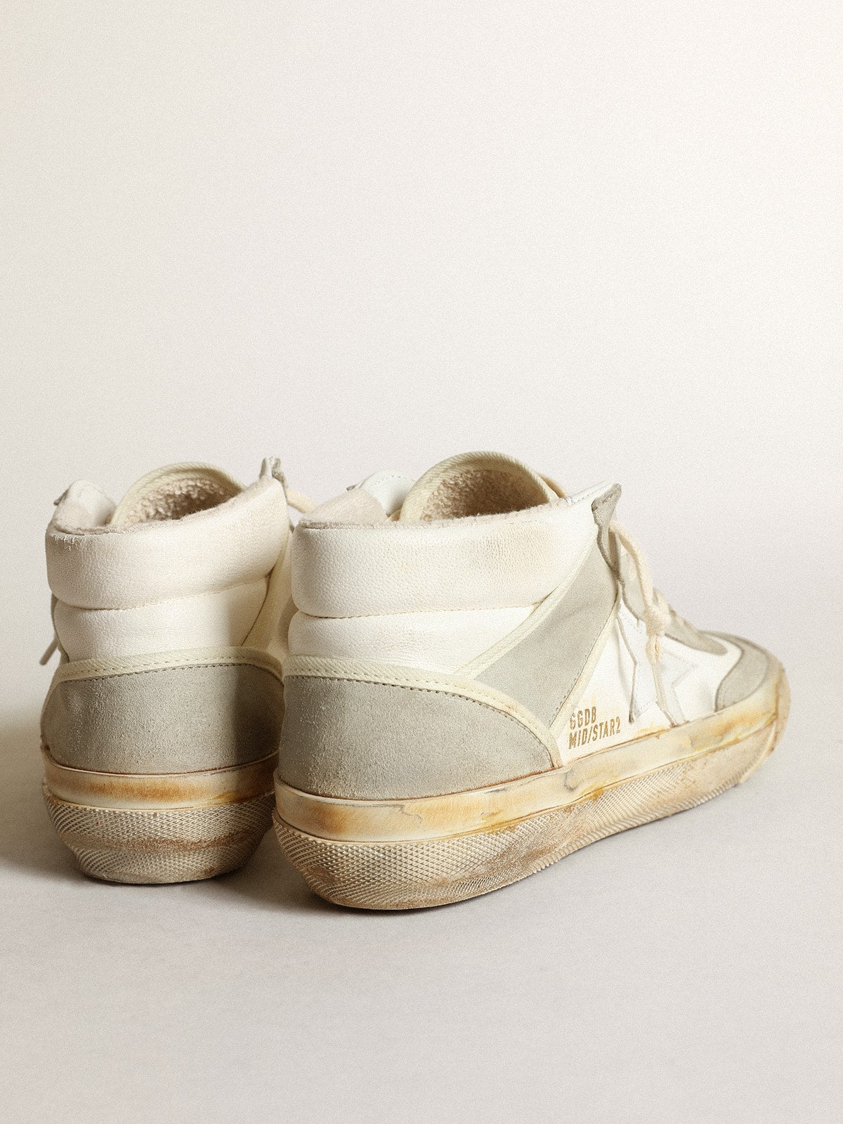 Men’s Mid Star with ice-gray suede inserts and white star - Golden Goose Men