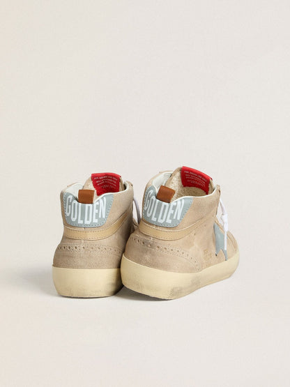 Men's Mid Star in beige suede with powder-blue leather star and heel tab - Golden Goose Men