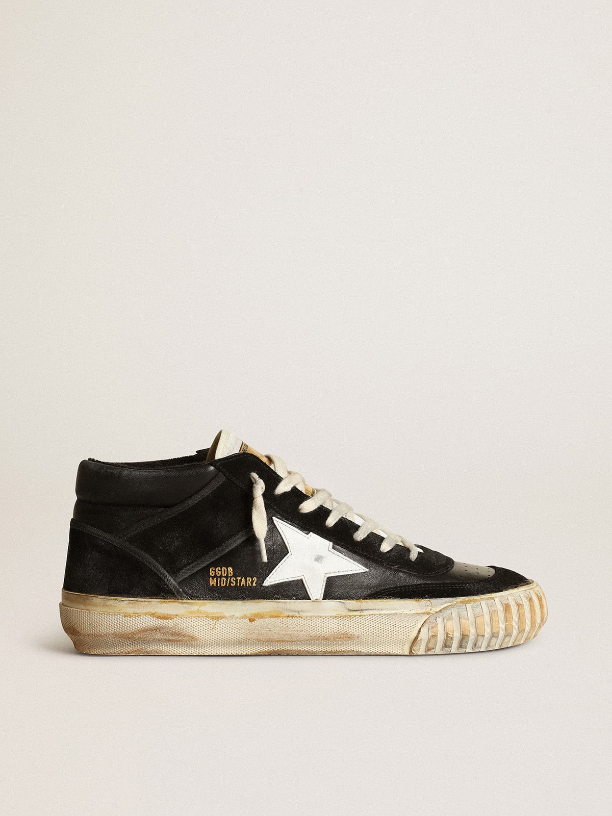 Men’s Mid Star in black nappa and suede with white leather star - Golden Goose Men
