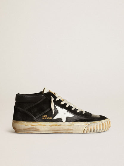 Men’s Mid Star in black nappa and suede with white leather star - Golden Goose Men