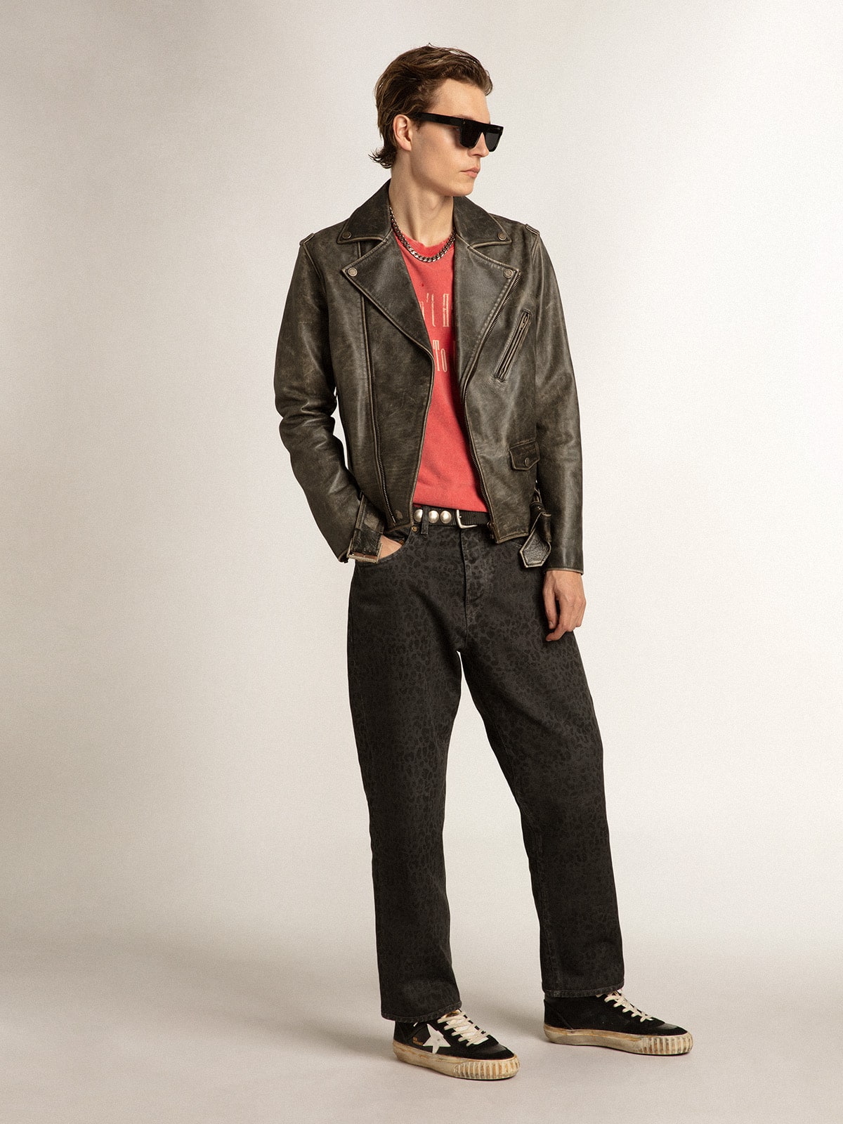 Men’s Mid Star in black nappa and suede with white leather star - Golden Goose Men
