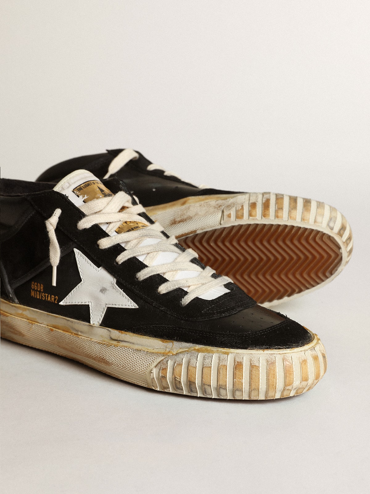 Men’s Mid Star in black nappa and suede with white leather star - Golden Goose Men